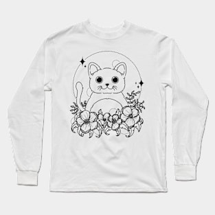 Cute cat and flower Long Sleeve T-Shirt